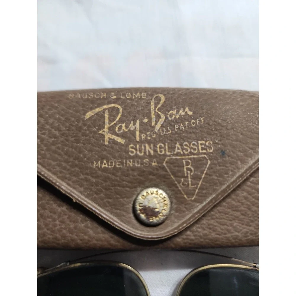 VTG Ray-Ban Bausch and Lomb Sunglasses Clip On Leather Case Brown Soft Suede
